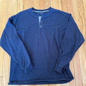 Hanes Men's Navy Long Sleeve Henley